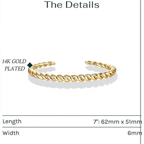 14k Gold Plated Twisty Bangle Bracelet - Picture 4 of 5